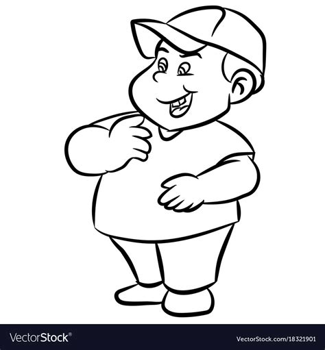 Ask your question from fat boy 114 owners and experts. Line drawing cartoon fat boy smiling Royalty Free Vector