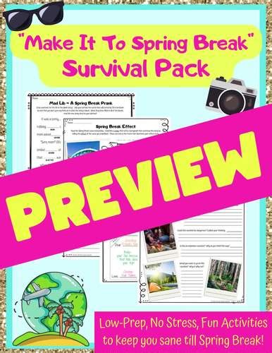 Spring Break Packet Printable Activities No Prep Resources 3rd