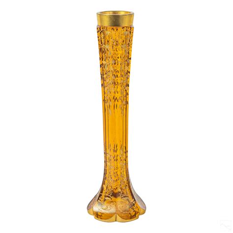 Sold Price Moser Style Bohemian Enameled Amber Art Glass Vase February 3 0122 11 00 Am Est