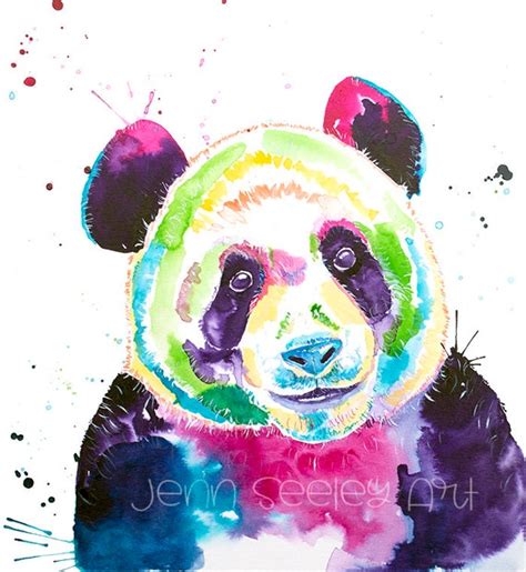 Colorful Panda Watercolor Panda Painting Panda Panda Art Etsy