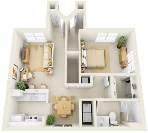 50 One “1” Bedroom Apartment House Plans Architecture And Design
