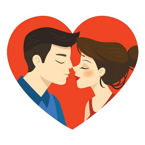 Premium Vector Romantic Illustration Of Kissing Couple On A White