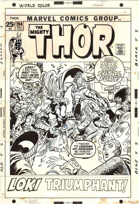 Thor 194 Cover 1971 John Buscema Strong Thor Battle Cover With