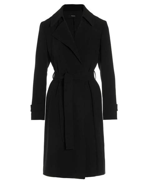 Theory Oaklane Trench Coat In Black Lyst