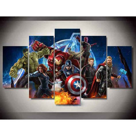 Avengers Movie Characters Framed 5 Piece Canvas Wall Art Painting Wall