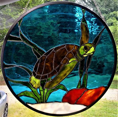 Stained Glass Sea Turtle Pattern Only Water Oak Glass Art