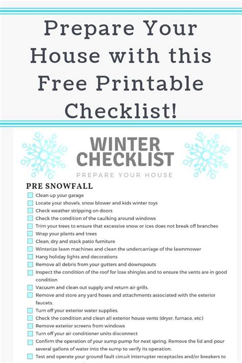 Free Checklist For All Your Winter Maintenance On Your Home Winter Maintenance Home