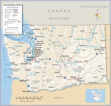 Reference Maps Of State Of Washington Usa Nations