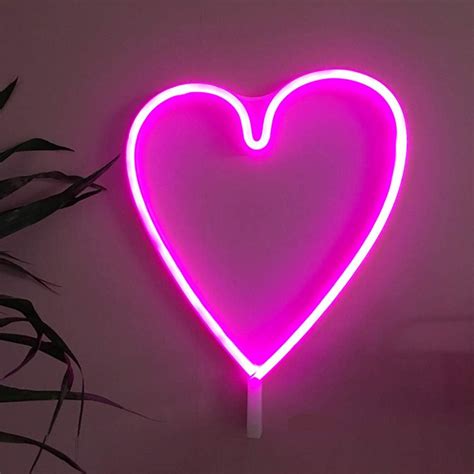 Pink Neon Night Light Heart Shaped Neon Light Usb And Battery Powered