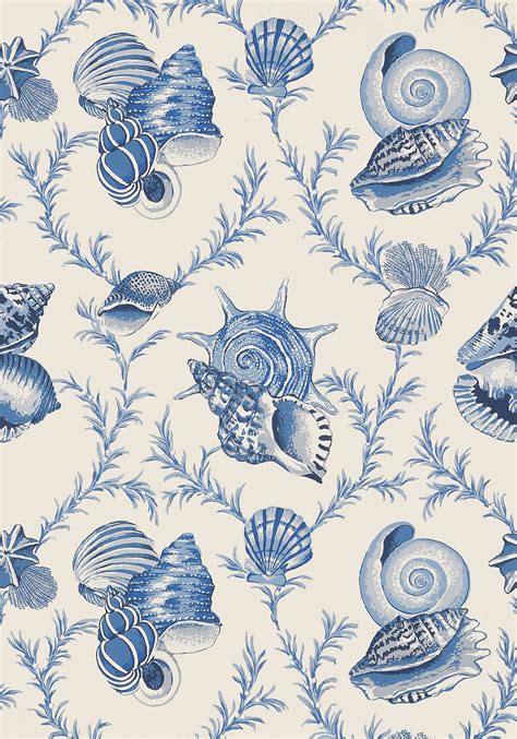 Sumba Shell Blue On Natural T5744 Collection Biscayne From Thibaut