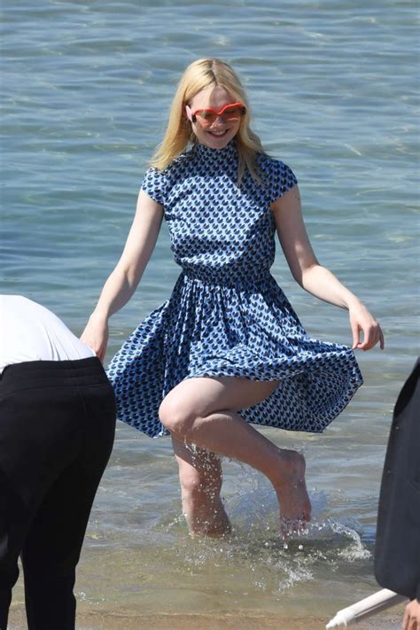 Elle Fanning In Mini Dress On The Beach In Cannes Gotceleb