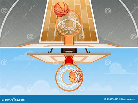 Basketball Court On The Street Top And Bottom View Stock Illustration