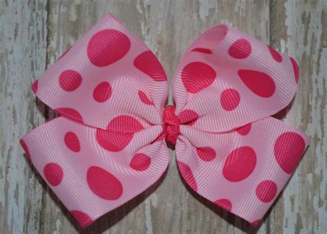 Pink Polka Dot Boutique Style Simple Bow Medium Bow M2m Large Bow