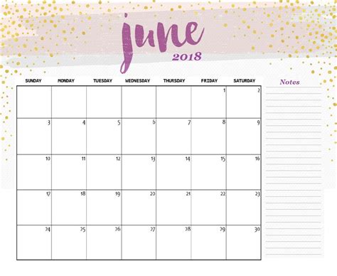 Cute June 2018 Calendar Printable Printable Templates Letter Calendar