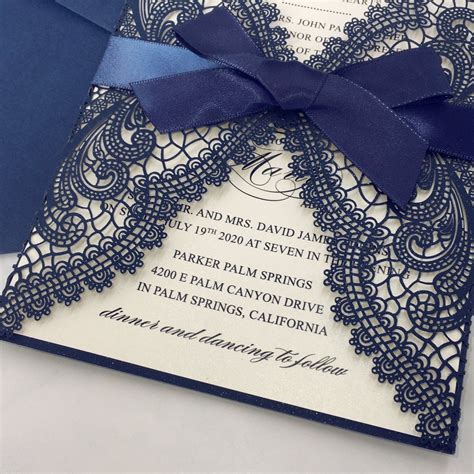 Navy Blue Wedding Invitations With Rsvp Business Invitations Blue
