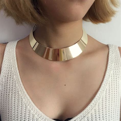 Punk Style Gold Silver Torque Choker Necklaces For Women Neck