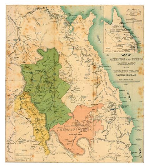 Map Of Atherton And Evelyn Tablelands And Oswalds Track 1918