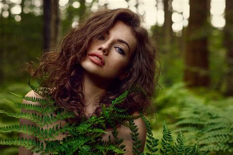 Wallpaper Face Sunlight Forest Women Outdoors Model Blue Eyes