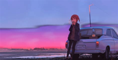 Chill Study A New Day Animated Uwide Wallpaper Anime Girl In Car
