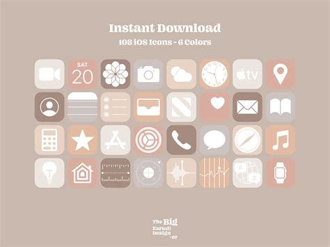 Aesthetic Nude iOS 14 App Icons Pack 108 Icônes 6 Couleurs Etsy France