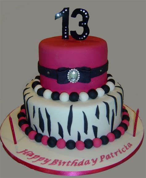 Hot Pink And Zebra 13th Birthday Cake