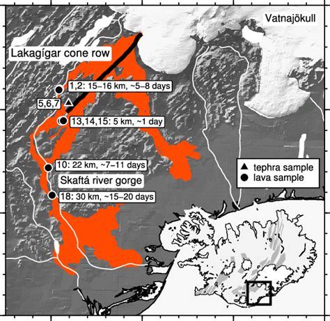 Map Of Icelands Eastern Volcanic Zone Evz Showing The Ad 1783 Laki