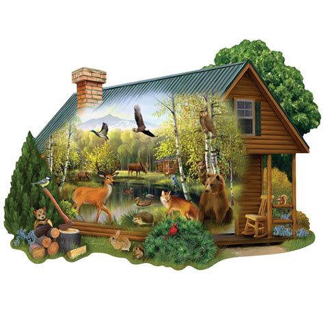 Challenge yourself with a 1000+ piece puzzle from ravensburger! Cabin in the Wild 750 Piece Shaped Jigsaw Puzzle | Bits ...