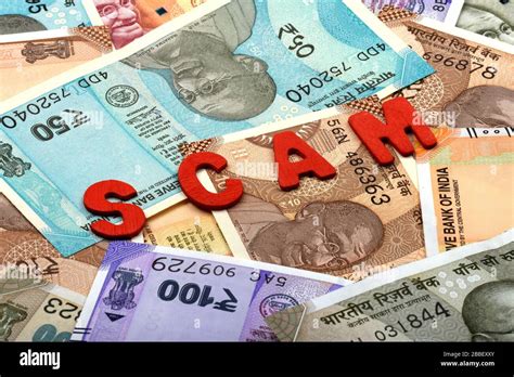 Scam And Money Conceptscam Red Alphabet On Money Backgroundindian