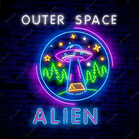 Premium Vector Alien Outer Space Neon Sign