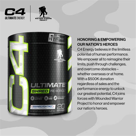 C4 Ultimate® Shred X Wounded Warrior Project® Pre Workout Powder Cellucor