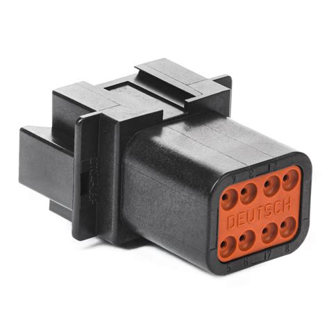 Dt04 08pa E004 Dt Series 8 Pin Receptacle A Key In Line Blac