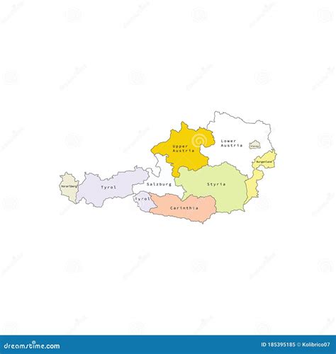 Vector Outline Administrative Division Map Of Austria Vector Map