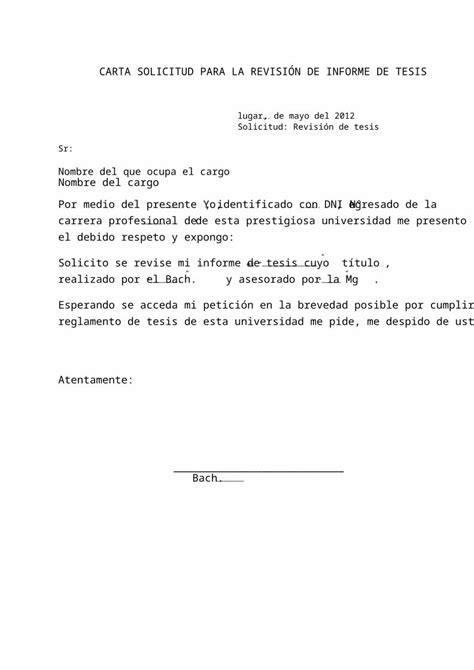 Docx Carta Solicitud Para La RevisiÓn De Informe De Tesis Dokumentips