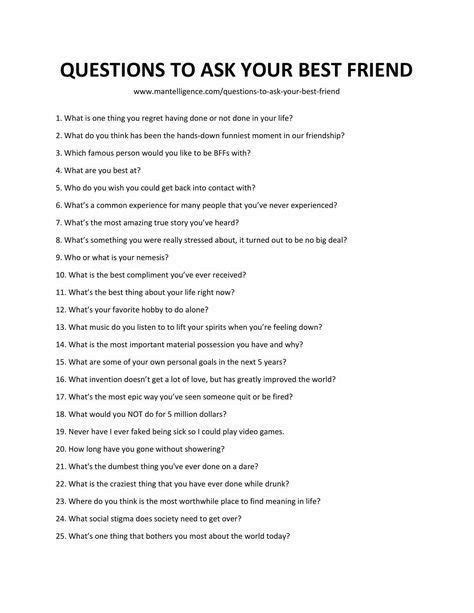 Questions To Ask People Questions To Get To Know Someone Best Friend