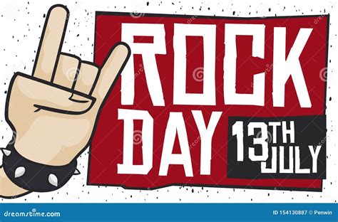 Rocker Hand With Spiked Bracelet Celebrating Rock Day Vector