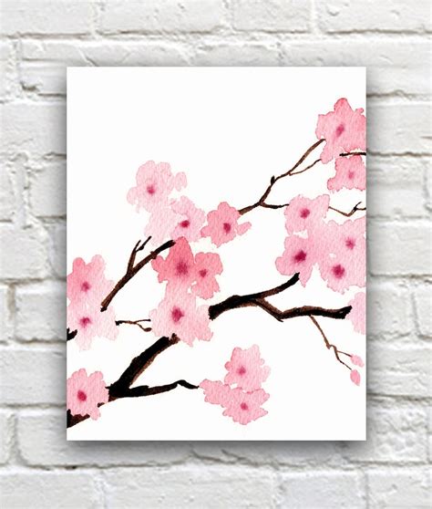 Cherry Blossoms Set Of 3 Art Prints Triptic Floral Watercolor Etsy