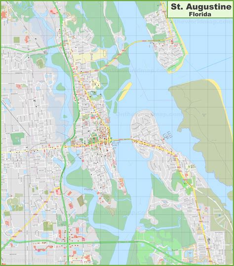 Large Detailed Map Of St Augustine