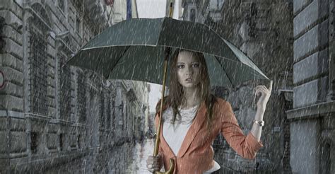 Photo Girl In The Rain Rain Umbrella Free Pictures On Fonwall