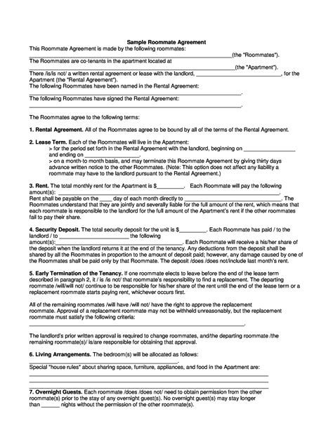 40 Free Roommate Agreement Templates And Forms Word Pdf