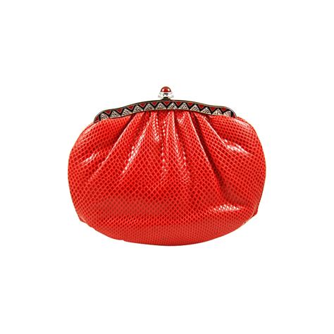 Judith Leiber Deco Inspired Red Karung Purse At 1stdibs