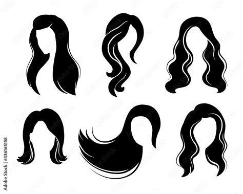 Set Of Woman Hair Icon For Beauty Salon Vector Illustration 素材庫向量圖