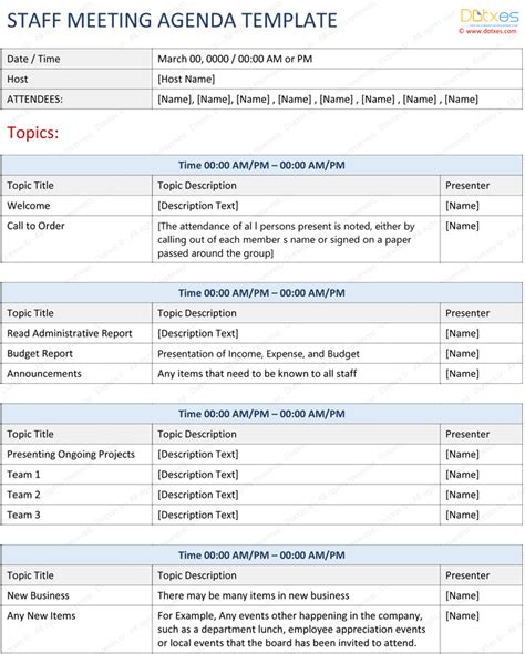 Staff Meeting Agenda Template Write An Effective Agenda