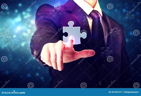 Piece Of Puzzle With Businessman Stock Image Image Of Holding Navy