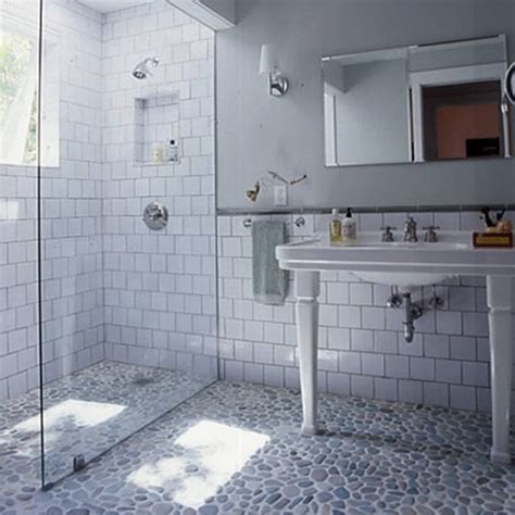 Terrazzo is coming back in style in a big way. Grip Bathroom Flooring | Glass tile bathroom, White subway ...