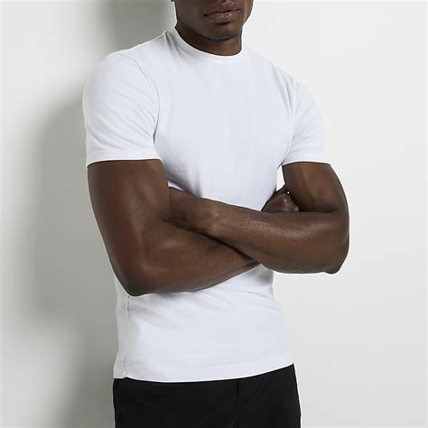 White Muscle T Shirt Shirt Muscle Crew Neck Men Shirts Fit Riverisland