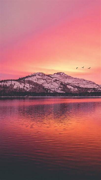 Sunset Mountains Lake Wallpapers Nature Background Phone