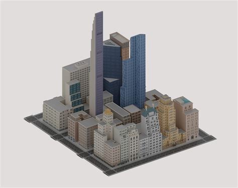 Premium Photo 3d Rendered Low Poly Isometric View Buildings City