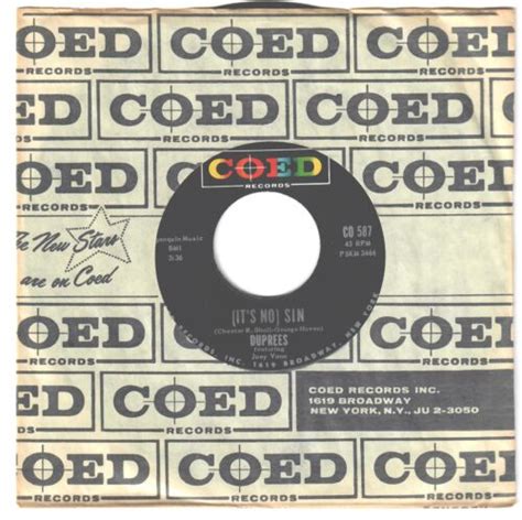 The Duprees Featuring Joey Vann 1964 Coed 45rpm Its No Sin Bw Sand