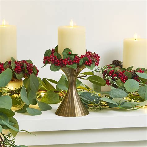Eden Holiday Pillar Candle Rings Set Of 3 Decor Candle Holders