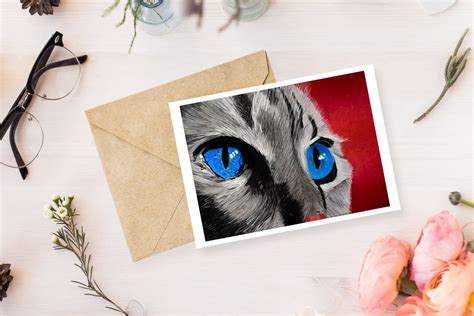 Cat Greeting Cardpostcard Etsy